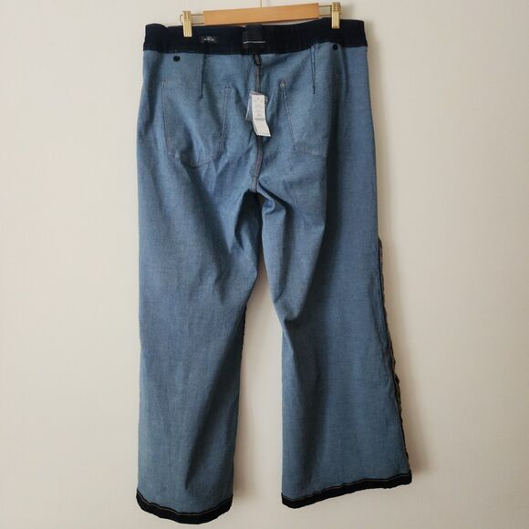 NWT $120 WHBM Women's High Rise Mariner Wide Jeans Curvy Blue Size 18CR - Picture 4 of 14